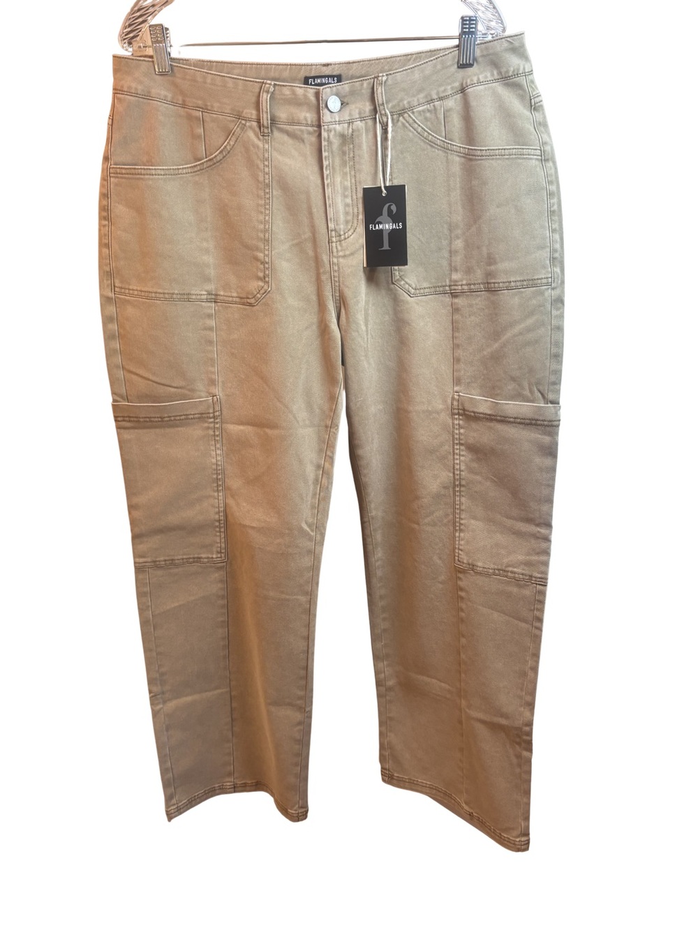 Flamingals Wide Leg Cargo Pants in Khaki Size 2XL New With Tags